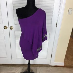 NWOT viscous mini one shoulder silver sequin dress